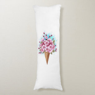 Pink Sakura Ice Cream Waffle Cone Body Pillow
