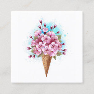 Pink Sakura Ice Cream Waffle Cone Calling Card