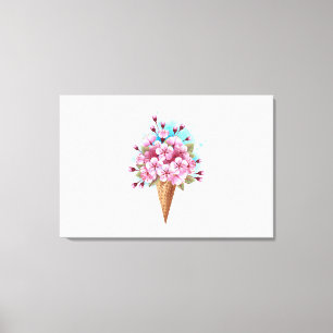 Pink Sakura Ice Cream Waffle Cone Canvas Print