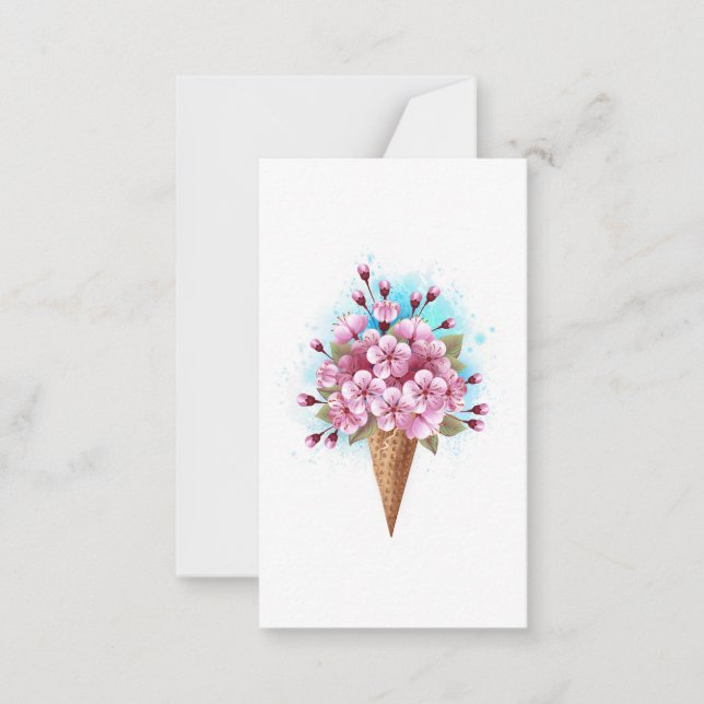 Pink Sakura Ice Cream Waffle Cone Card (Front)