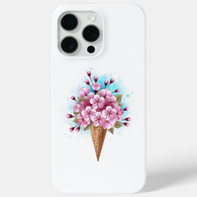 Pink Sakura Ice Cream Waffle Cone Case-Mate iPhone Case (Back)