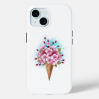 Pink Sakura Ice Cream Waffle Cone