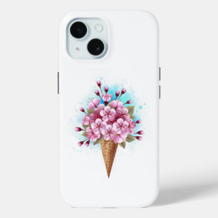 Pink Sakura Ice Cream Waffle Cone iPhone 15 Case
