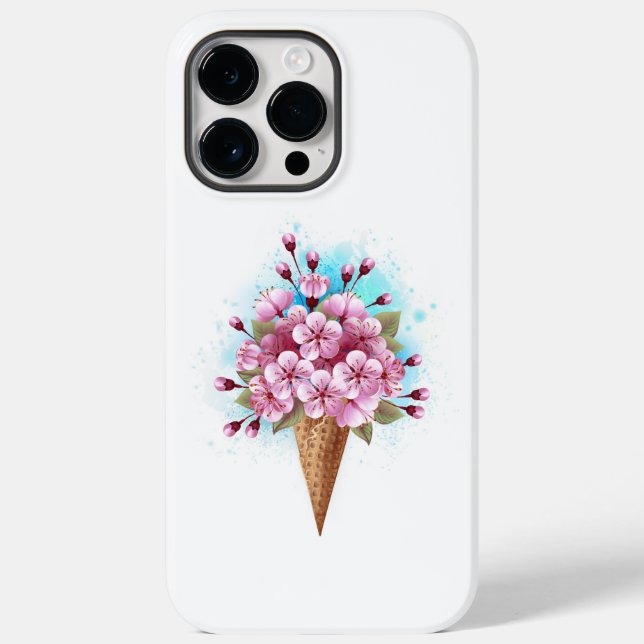 Pink Sakura Ice Cream Waffle Cone Case-Mate iPhone Case (Back)