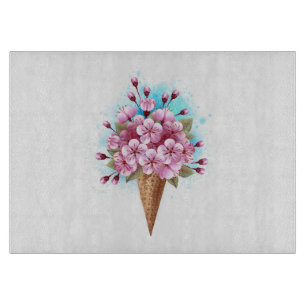 Pink Sakura Ice Cream Waffle Cone Cutting Board