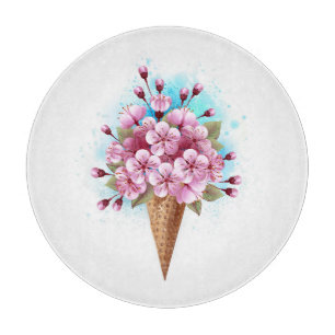 Pink Sakura Ice Cream Waffle Cone Cutting Board