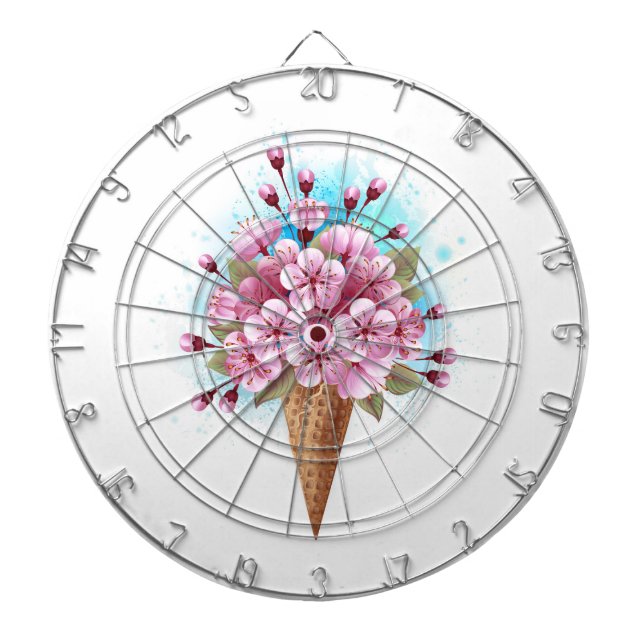 Pink Sakura Ice Cream Waffle Cone Dartboard (Front)