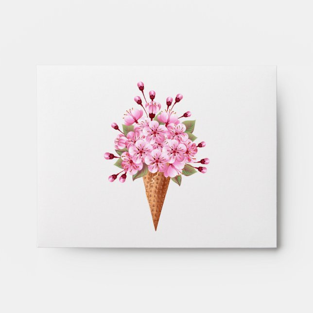 Pink Sakura Ice Cream Waffle Cone Envelope (Front)