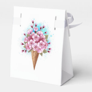Pink Sakura Ice Cream Waffle Cone Favor Box