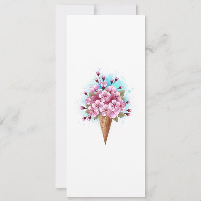 Pink Sakura Ice Cream Waffle Cone Invitation (Front)