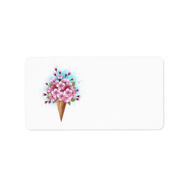 Pink Sakura Ice Cream Waffle Cone Label (Front)