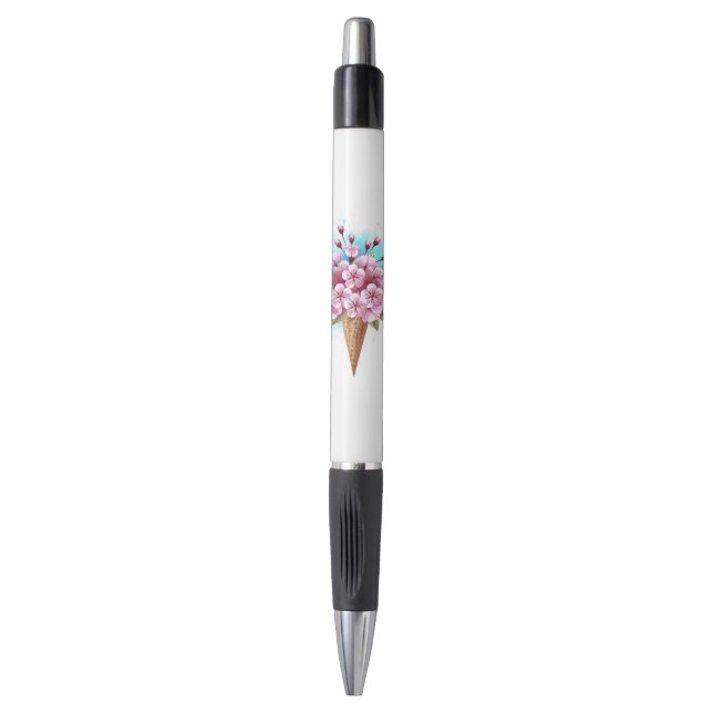 Pink Sakura Ice Cream Waffle Cone Pen (Front Vertical)