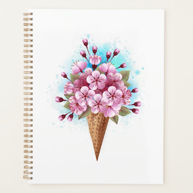 Pink Sakura Ice Cream Waffle Cone Planner (Front)