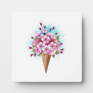 Pink Sakura Ice Cream Waffle Cone Plaque