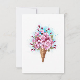 Pink Sakura Ice Cream Waffle Cone Save The Date