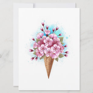 Pink Sakura Ice Cream Waffle Cone Save The Date