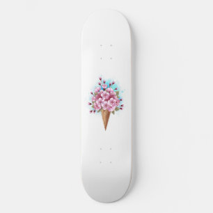 Pink Sakura Ice Cream Waffle Cone Skateboard