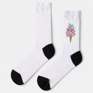 Pink Sakura Ice Cream Waffle Cone Socks