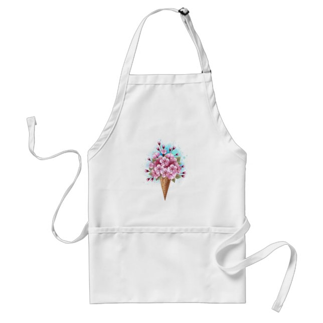 Pink Sakura Ice Cream Waffle Cone Standard Apron (Front)