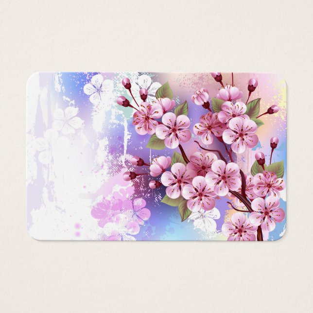 Pink Sakura on Painting Background (Front)
