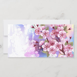 Pink Sakura on Painting Background Announcement