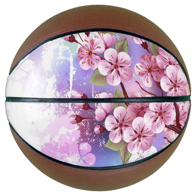 Pink Sakura on Painting Background Basketball (Front)