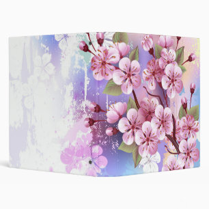 Pink Sakura on Painting Background Binder