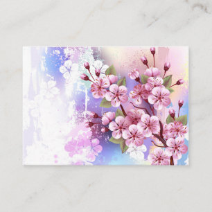 Pink Sakura on Painting Background Business Card