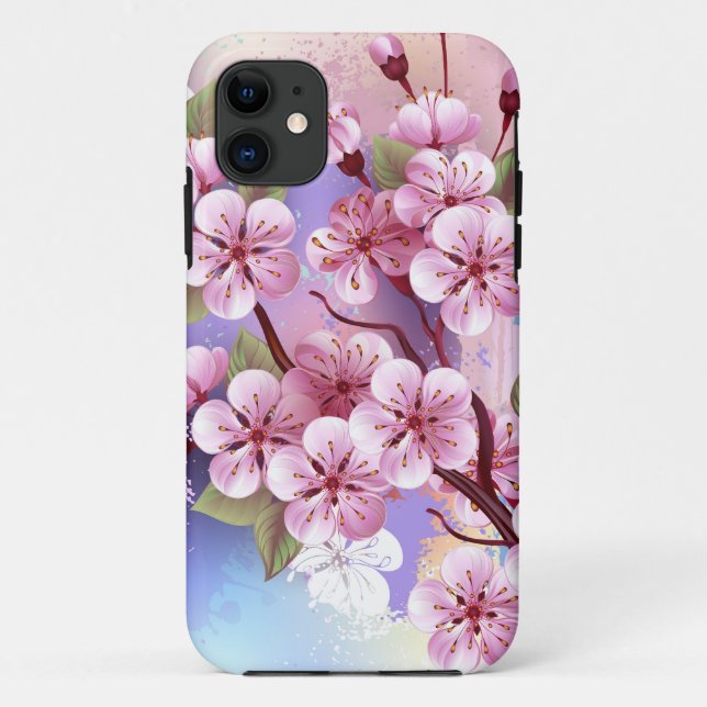 Pink Sakura on Painting Background Case-Mate iPhone Case (Back)