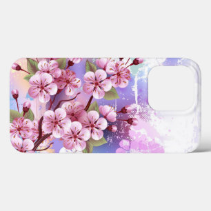 Pink Sakura on Painting Background iPhone 13 Pro Case