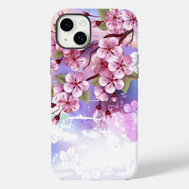Pink Sakura on Painting Background Case-Mate iPhone Case (Back)