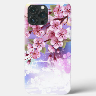 Pink Sakura on Painting Background iPhone 13 Pro Max Case