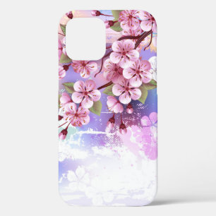 Pink Sakura on Painting Background iPhone 12 Case