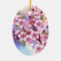Pink Sakura on Painting Background