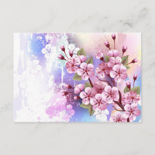 Pink Sakura on Painting Background Enclosure Card