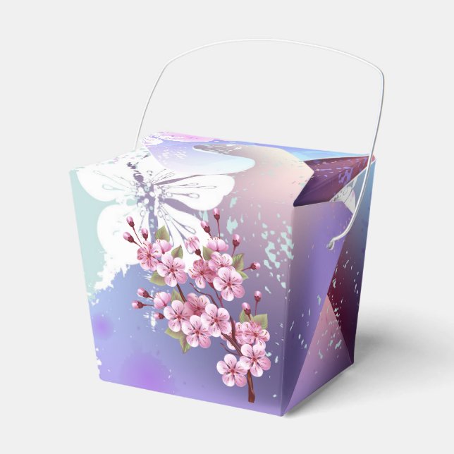 Pink Sakura on Painting Background Favor Box (Front Side)