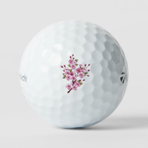 Pink Sakura on Painting Background Golf Balls