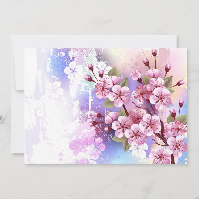 Pink Sakura on Painting Background Invitation (Front)