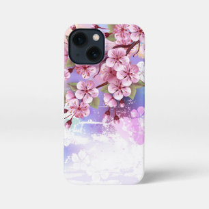 Pink Sakura on Painting Background iPhone 13 Mini Case