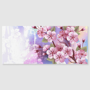 Pink Sakura on Painting Background Magnetic Invitation