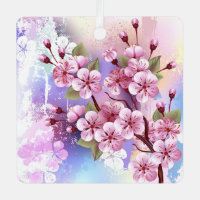 Pink Sakura on Painting Background
