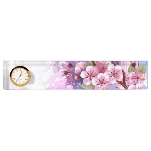 Pink Sakura on Painting Background Nameplate
