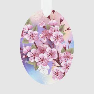 Pink Sakura on Painting Background Ornament