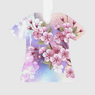 Pink Sakura on Painting Background Ornament