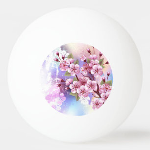 Pink Sakura on Painting Background Ping Pong Ball