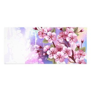 Pink Sakura on Painting Background Rack Card