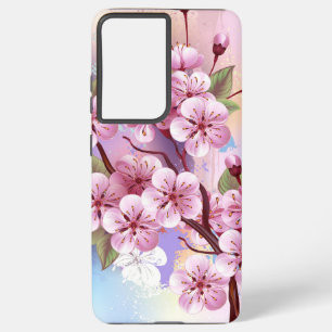 Pink Sakura on Painting Background Samsung Galaxy Case