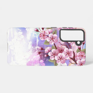 Pink Sakura on Painting Background Samsung Galaxy Case