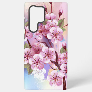 Pink Sakura on Painting Background Samsung Galaxy Case