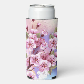 Pink Sakura on Painting Background Seltzer Can Cooler